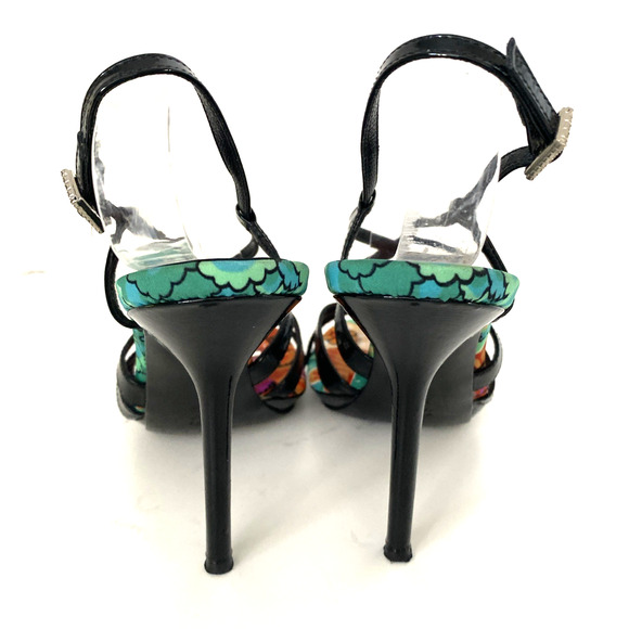 Casadei Sandal Black Patent Leather Strappy Slim Heel Open Toe Ankle Str… - Picture 9 of 11